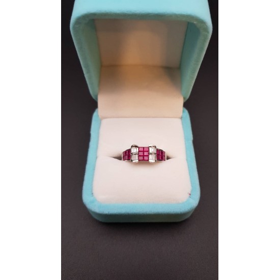 GC奢世美物二手美品-White Gold Heavy 1.30ct Ruby & 0.08ct 鑽石紅寶石戒指