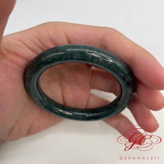 【肌容雪】天然緬甸A貨藍水翡翠圓條手鐲 編號229 (55.0mm #17.5號)