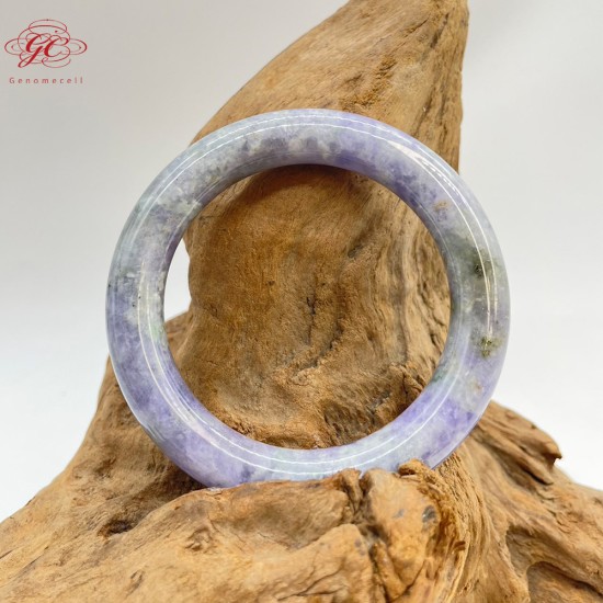 【肌容雪】天然緬甸A貨紫飄綠花翡翠手鐲 編號585 (鐲寬56.5mm #18號)
