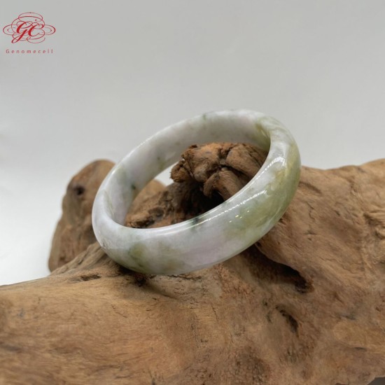 【肌容雪】天然緬甸A貨皇家綠飄花翡翠特色手鐲 編號595 (鐲寬 61mm #19.5號)