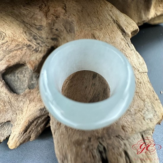 【肌容雪】天然緬甸翡翠A貨白月光翡翠戒圈 編號995(戒圍15.1mm #9號)